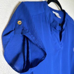 Persaya Blue Chiffon Dress Shirt Blouse Size S